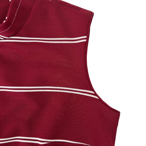 Verona Knits Vintage Sleeveless Burgundy & White Striped Mod Dress (S) - Picture 12 of 16